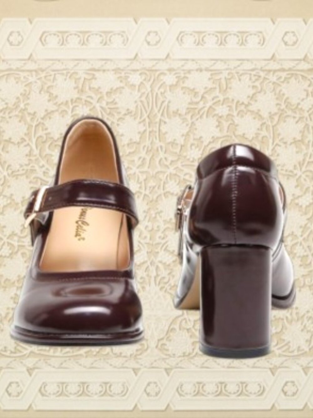 Mary Jane Pump Heeled Shoe in Chocolate Brown